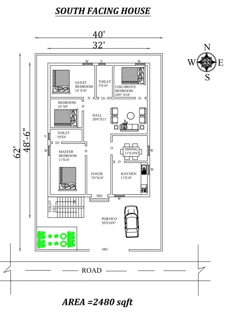Floor Plan For 20 X 40 Feet Plot 2