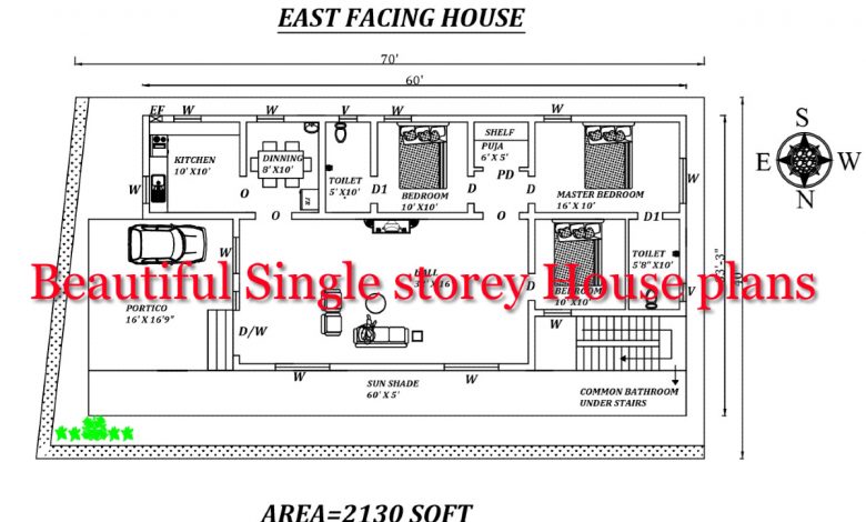 Beautiful Single storey House plan Drawings